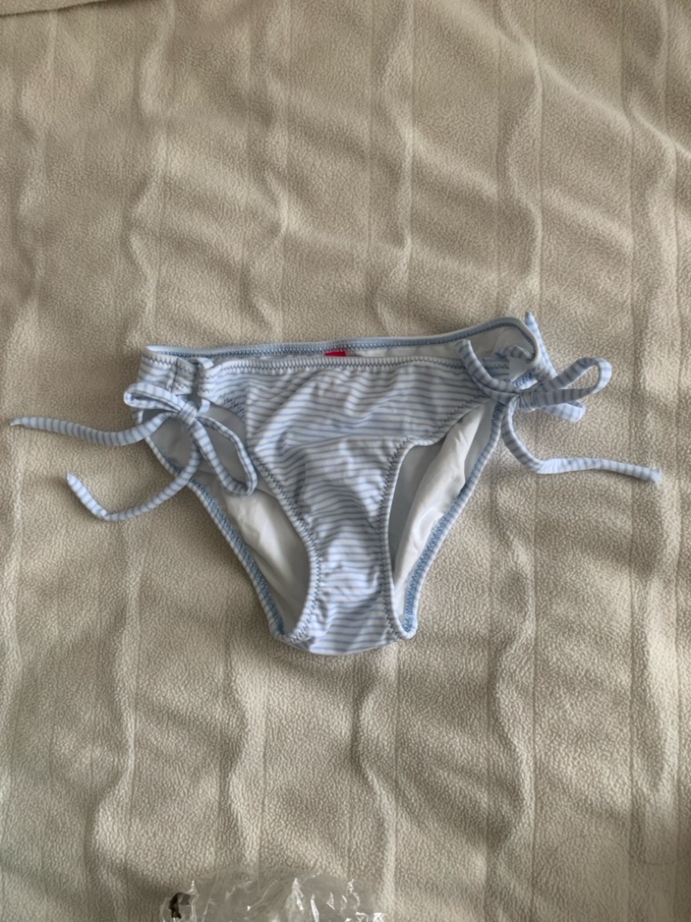 Victoria's Secret Light Blue and White Striped Tie-Side Bikini Bottoms